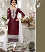 Wine resham embroidery cotton salwar