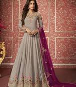 Beige embroidered georgette salwar