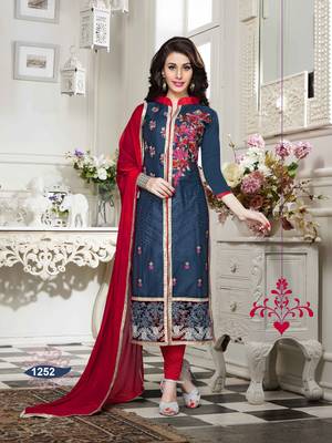 Navy-blue resham embroidery cotton salwar 1