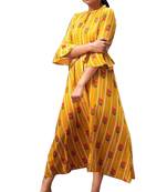 Yellow Plain Jacquard Diwali Kurti