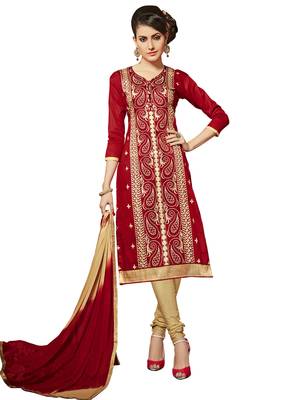 Red resham embroidery cotton salwar 1