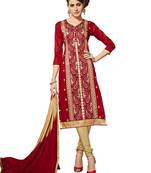 Red resham embroidery cotton salwar