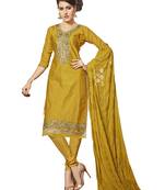 Mustard resham embroidery cotton salwar