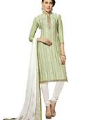 Light-green resham embroidery cotton salwar