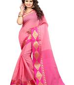   light pink woven cotton silk blend saree with blouse