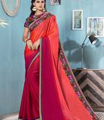   multicolor embroidered chiffon saree with blouse
