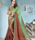   multicolor embroidered silk blend saree with blouse