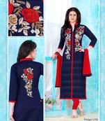 Navy-blue resham embroidery cotton salwar