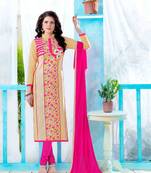 Beige Resham Embroidery Cotton Salwar