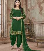 Green embroidered art silk salwar