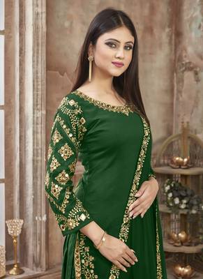Green embroidered art silk salwar 2