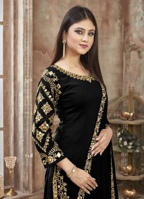 Black embroidered art silk salwar 2
