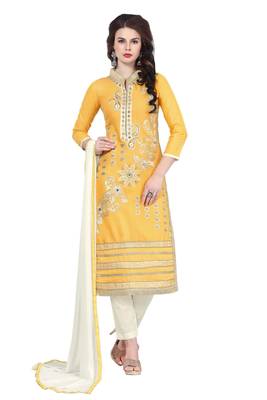 Yellow resham embroidery cotton salwar 1