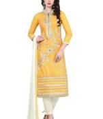 Yellow resham embroidery cotton salwar