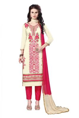 Off-white resham embroidery cotton salwar 1