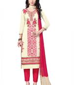 Off-white resham embroidery cotton salwar
