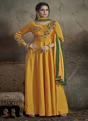 Yellow Embroidered Silk Salwar 1