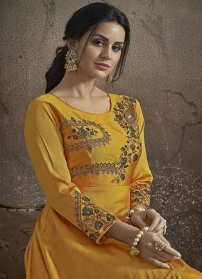 Yellow Embroidered Silk Salwar 2