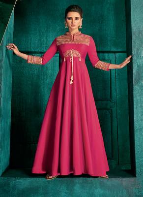 Magenta Embroidered Silk Blend Salwar 1