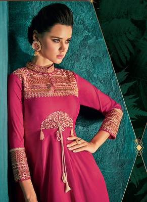 Magenta Embroidered Silk Blend Salwar 2