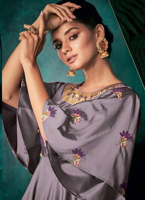 Lavender Embroidered Silk Salwar 2