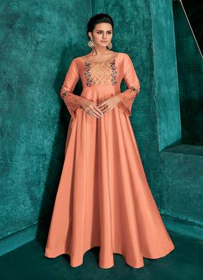 Salmon Embroidered Silk Salwar 1