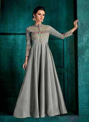 Grey Embroidered Silk Salwar 1