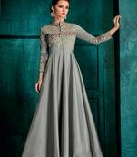 Grey Embroidered Silk Salwar
