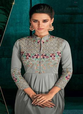 Grey Embroidered Silk Salwar 2
