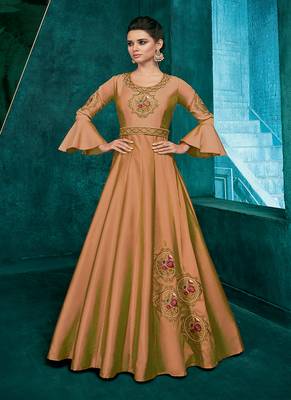 Peach Embroidered Silk Salwar 1