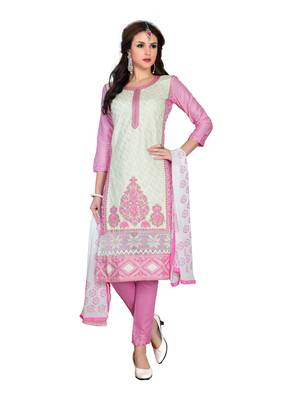 Off-white resham embroidery cotton salwar 1