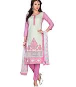 Off-white resham embroidery cotton salwar