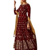 Maroon embroidered faux georgette salwar