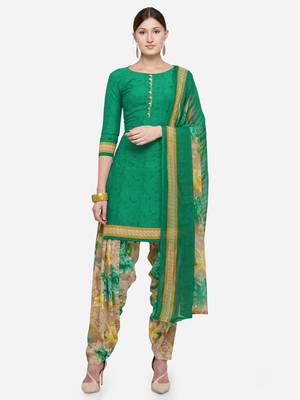 Green printed crepe salwar 1