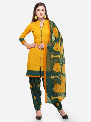 Yellow printed crepe salwar 1