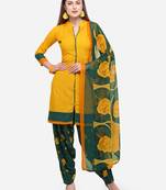 Yellow printed crepe salwar