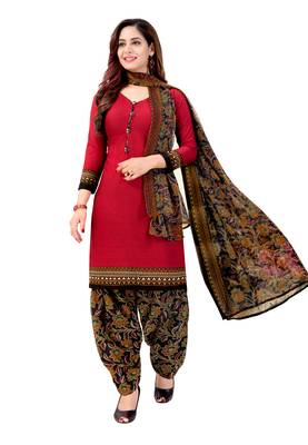 Red Printed Crepe Salwar 1