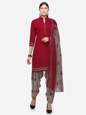Maroon Printed Crepe Salwar 1