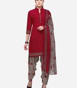 Maroon Printed Crepe Salwar