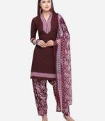 Maroon Printed Crepe Salwar