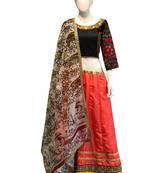 Peach embroidered

 art silk unstitched lehenga