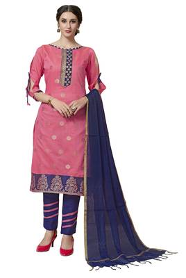 Baby-pink floral print pure jacquard salwar 1