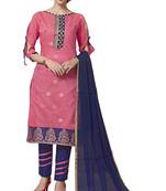 Baby-pink floral print pure jacquard salwar