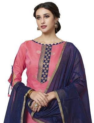 Baby-pink floral print pure jacquard salwar 2