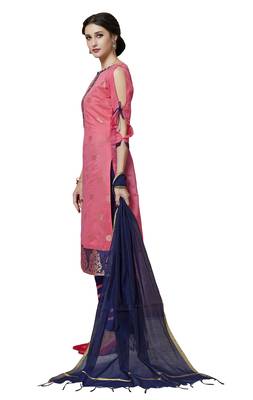 Baby-pink floral print pure jacquard salwar 4