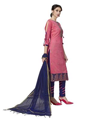 Baby-pink floral print pure jacquard salwar 5