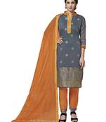 Grey Zari Woven Pure Jacquard Salwar