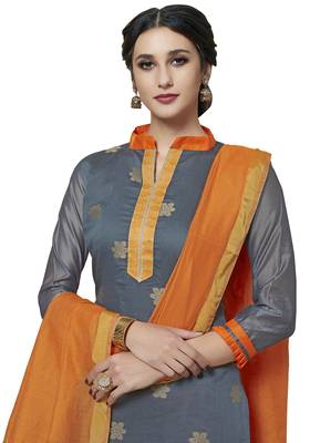 Grey Zari Woven Pure Jacquard Salwar 2