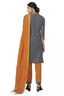 Grey Zari Woven Pure Jacquard Salwar
