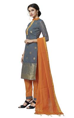 Grey Zari Woven Pure Jacquard Salwar 4